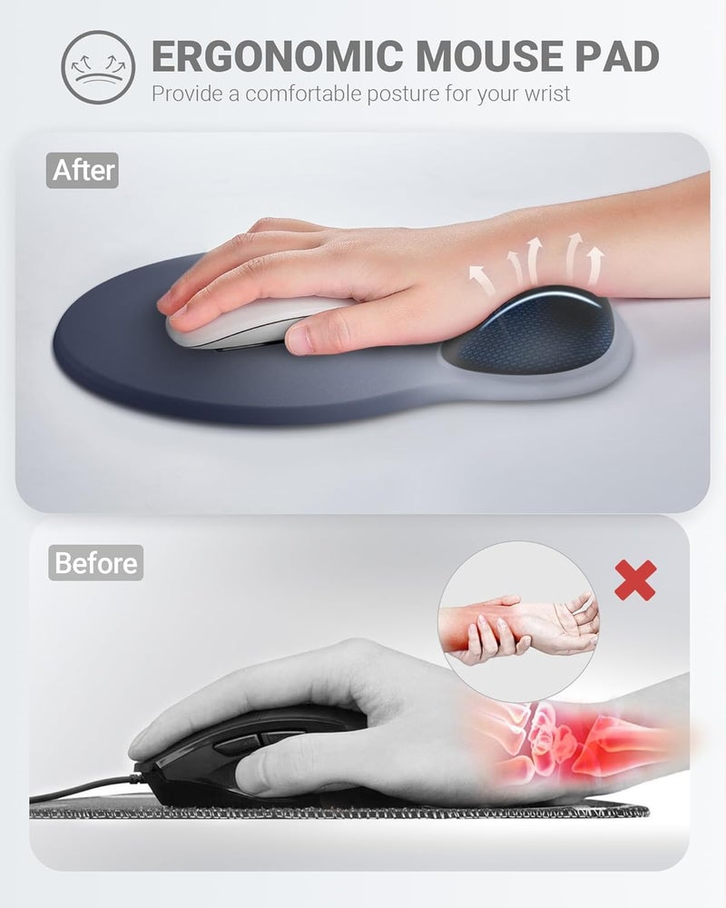 Laborio Ergonomic Mouse Pad Wrist Support Set, Memory Foam Keyboard Wrist Rest Set, Keyboard Pad, Non-Slip Base Mousepad（Gradient Blue Black Set） - Image 2